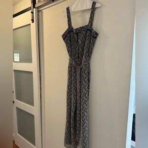 Navy and White Patterned Jumpsuit